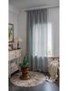 Imanqi Yun Striped Embroidery Semi-Blackout Curtains for Kitchen or Living Room, Country Style Bay Window Decor