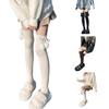 Women Knee High Socks Stockings Lolitas Bow Lace Up Calf Socks Pom Pom Thigh High Stockings Sweet Cute Over Knee Socks