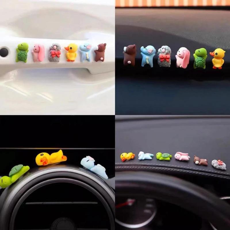 Mini Cartoon Schlafende Tier Ornamente Auto Armaturenbrett Niedliche Spielzeug Tiere Dekoration Ornament Auto Anhänger Dekor