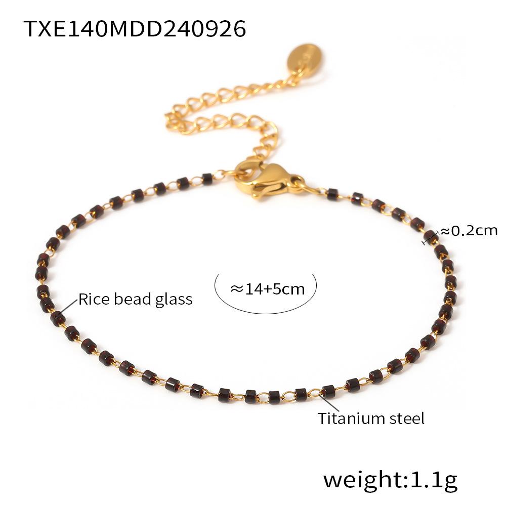 

Универсальный титановый ювелирный набор унисекс: Браслет и ожерелье из стекляруса