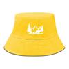 Bucket Hat With White Forest Mountains Print , Animal Fisherman Hat Solid Color Beach Simple Beach Cap