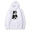 Cool and Cute Big Boss Cat Fun Print Autumn/Winter Women's Fashion Instagram Heavyweight Sweater Hooded Loose Long sleeved Coat