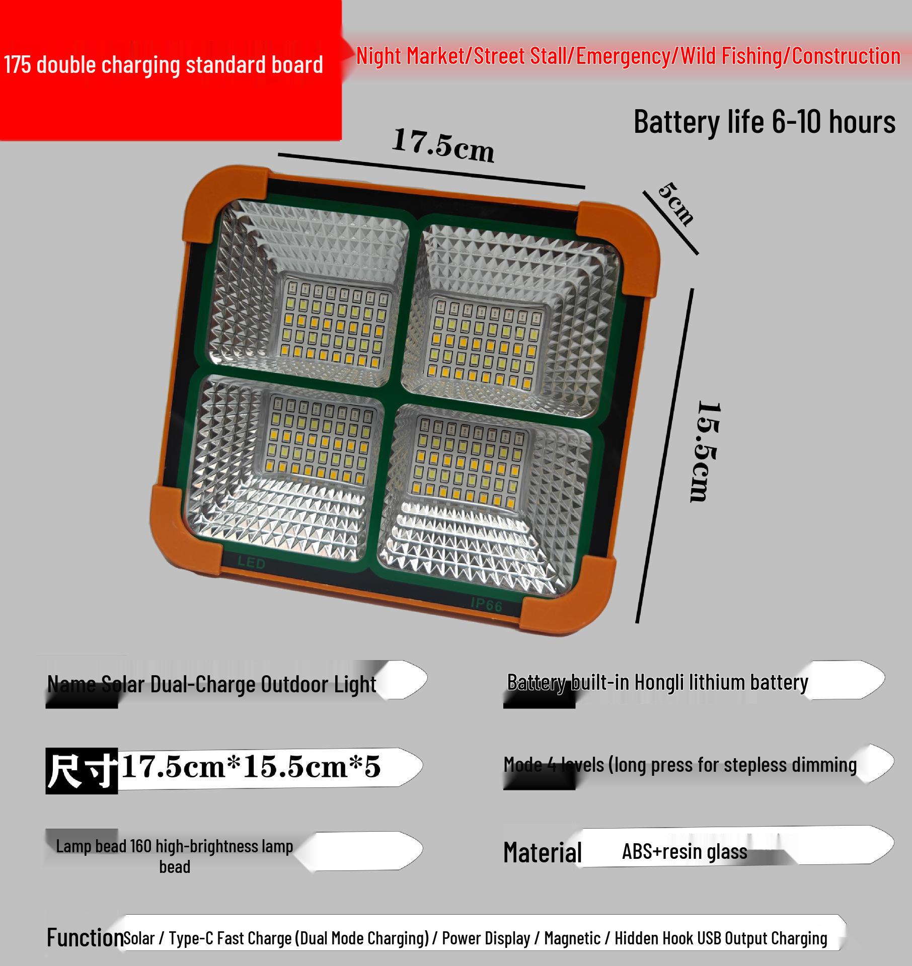 

Портативный светодиодный прожектор высокой мощности на солнечной батарее для наружных дворов