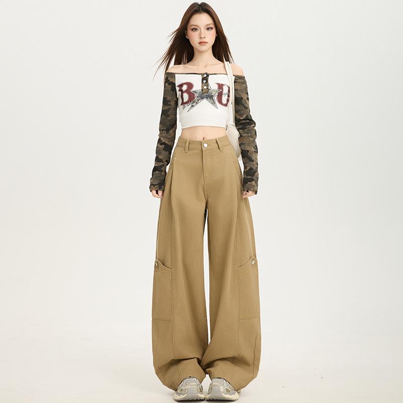 

Women s American Retro Scimitar Jeans - Autumn 2025 Loose Wide-Leg Slimming Workwear Pants Extra Large