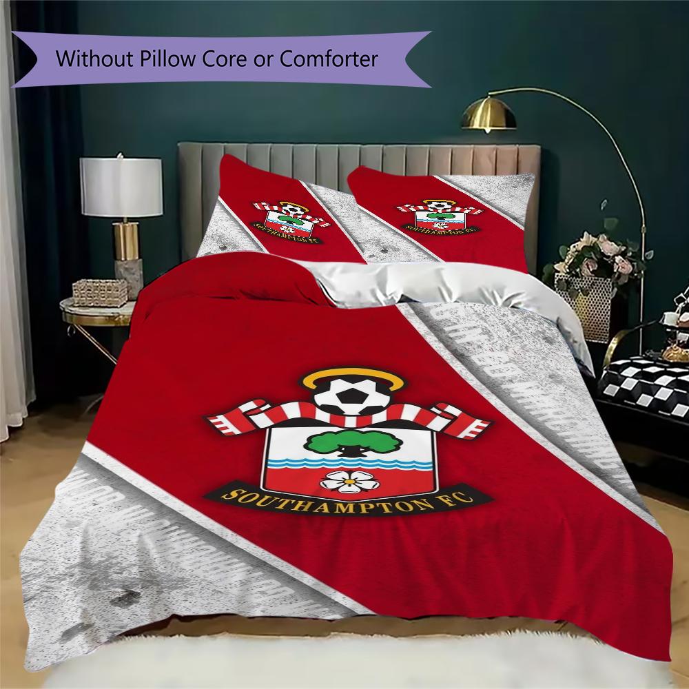 Southampton FC Pattern Bedding uilt Set uilt Cover Pillowcase Home Decoration Birthday Gift (1 * duvet cover + 2 * pillowcase without core)