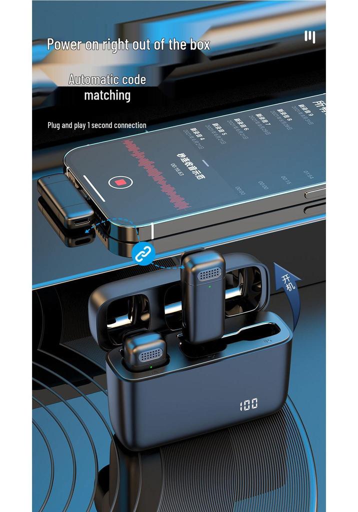 K6 Wireless Lavalier Microphone with Bluetooth, Noise Reduction, and Charging Case for Streaming and Video Shooting