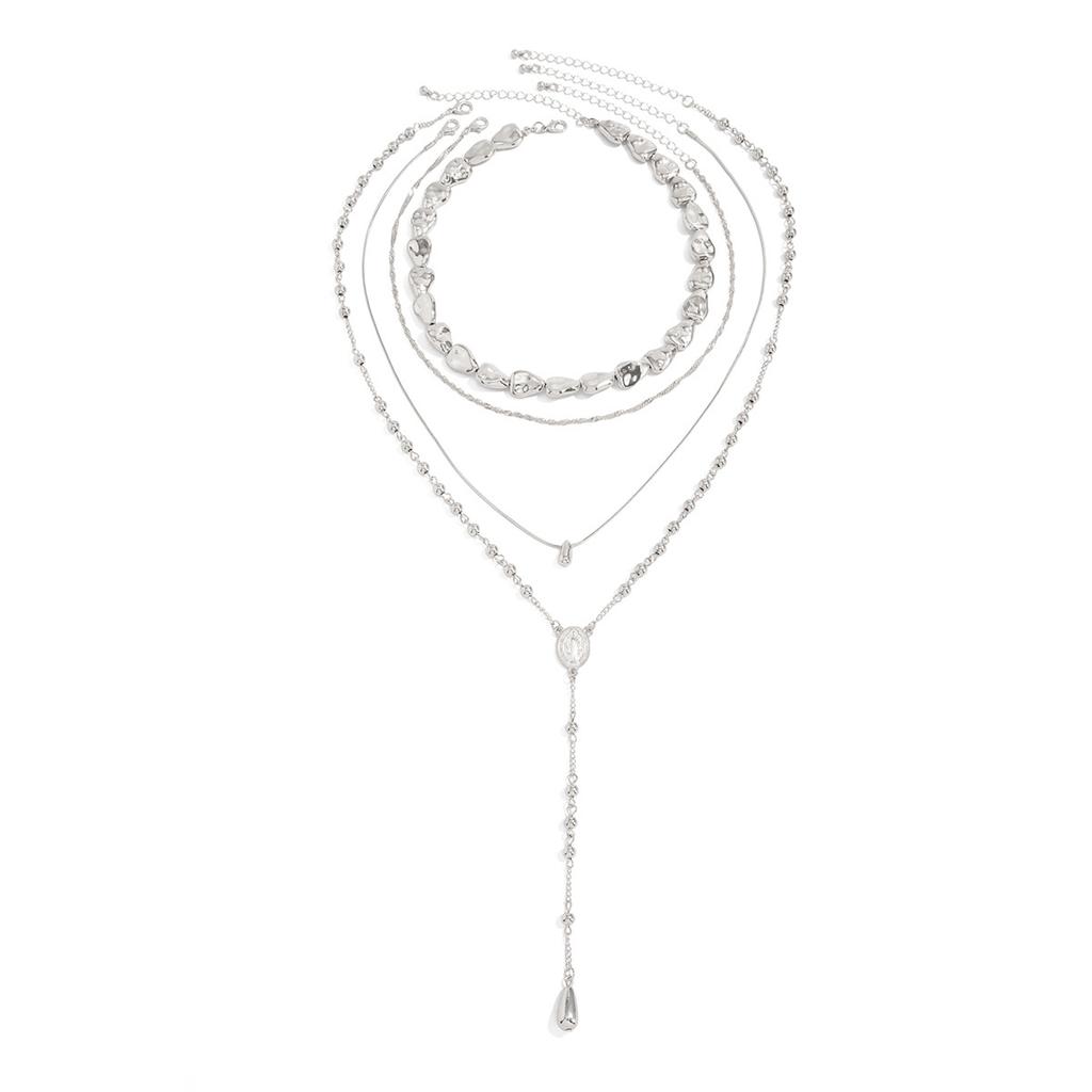 Simple Water Droplet Pendant Necklace Unique Irregular CCB Sweater Long Chain Jewelry Accessory