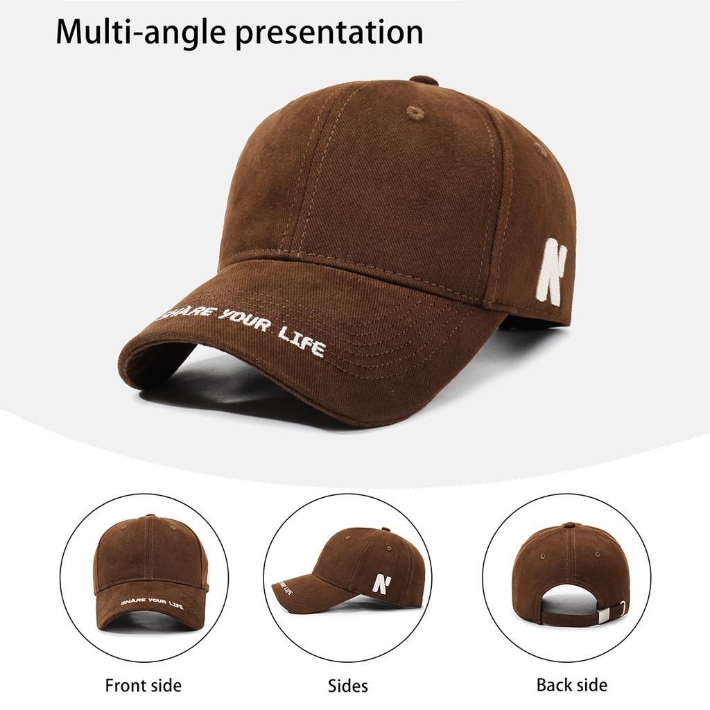 Large Head Circumference Letter Embroidery Baseball Cap for Women, New Style, Enlarged and Deepened, Sunshade, Face-Slimming, Versatile Baseball Cap