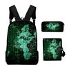 Stile Classico Novità Tecnologia Stampa 3D 3pz/Set pupilla Zaini Scolastici Zaino Daypack per Laptop Borsa a spalla inclinata Astuccio
