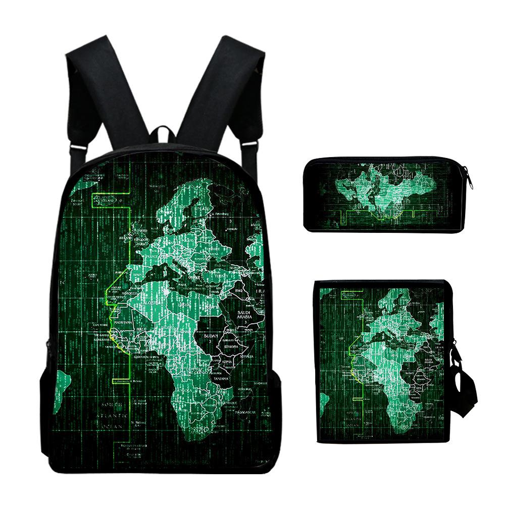 Stile Classico Novità Tecnologia Stampa 3D 3pz/Set pupilla Zaini Scolastici Zaino Daypack per Laptop Borsa a spalla inclinata Astuccio