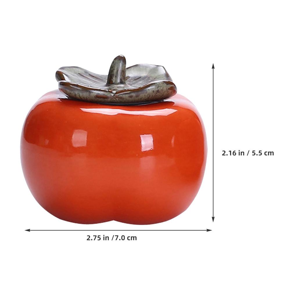 Handcrafted Ceramic Persimmon Shaped Tea Canister Airtight Storage Jar for Tea Coffee Snacks Home Store Decoration Wedding