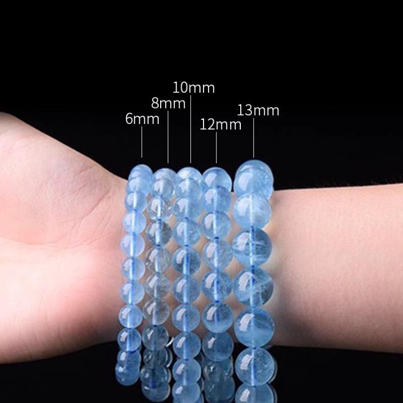 Blue Aquamarine & Crystal Bead Bracelet - Unisex Sapphire Gift