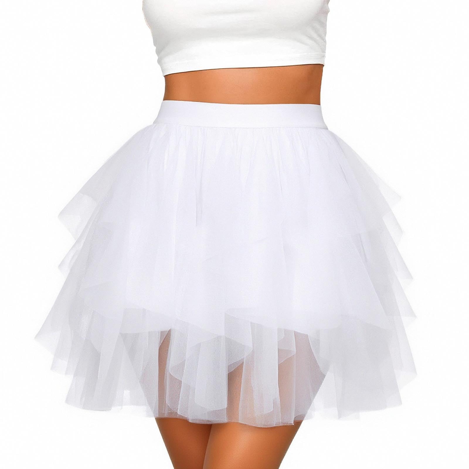 

Women s Fashion Color High Waist Mesh Skirt A-line Puff Skirt Cake Skirt Cute Ballet Ball Half Skirt XL белый