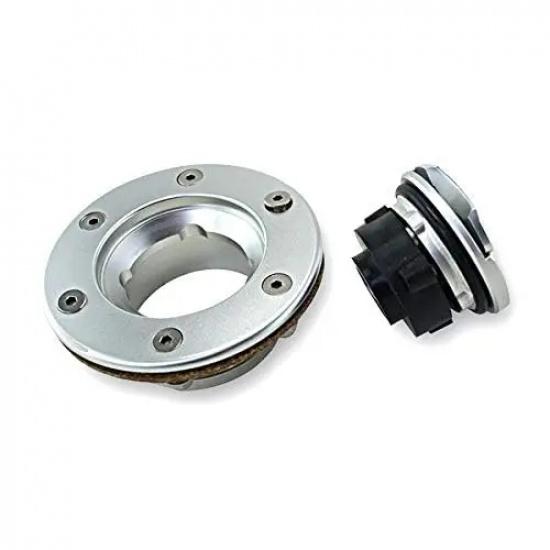 Universal Billet Aluminum Fuel Cell Gas Cap Flush Mount Aircraft Style with 6 Hole Anodized Silver