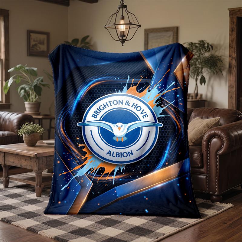 Brighton & Hove Albion Football Print Flannel Blanket Soft Warm Sofa Bed Throw Blanket For Home Office Bedroom