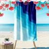 Blue Gradient Wave Pattern Design Beach Towel Quick-drying for Travel Outdoor Sports Jogging Beach and Swimming