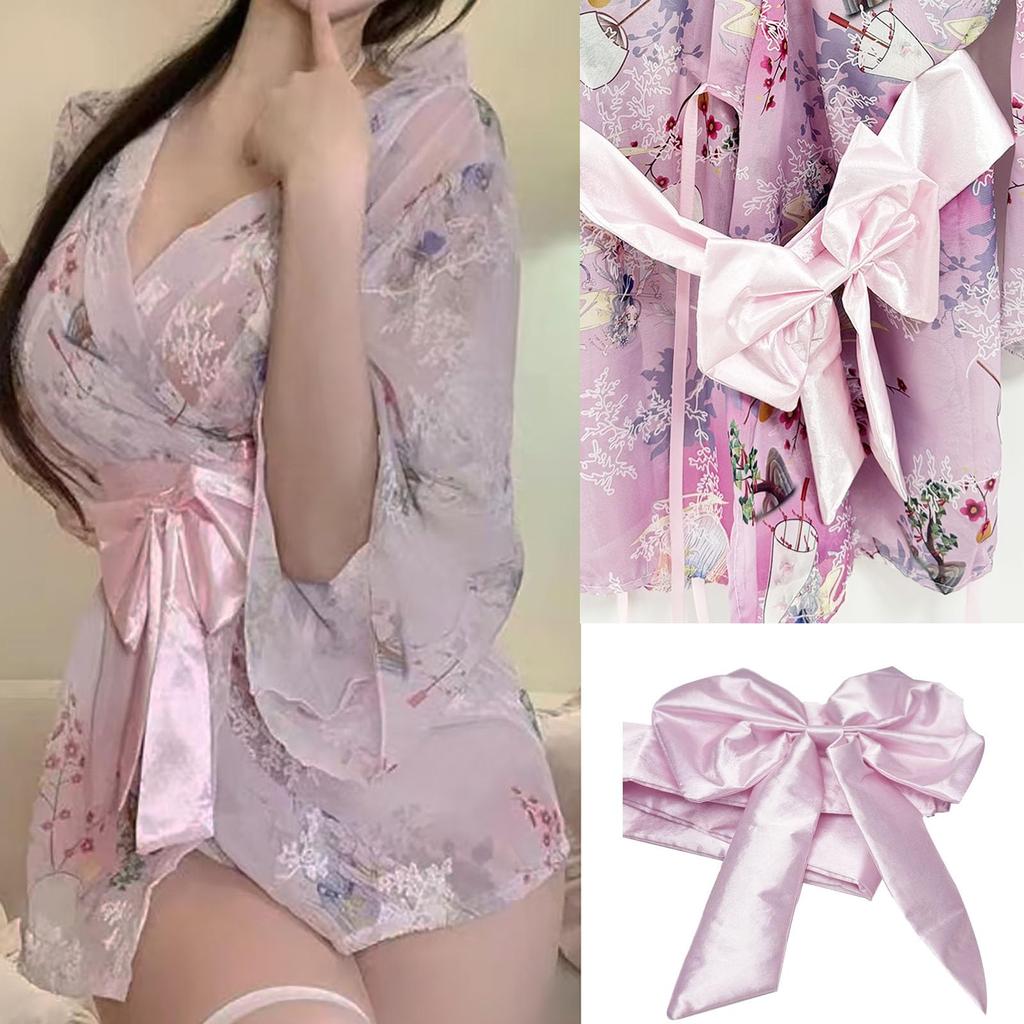 Sexy Extremely Japanese Baby Doll Japanese Ribbon Belt Set [Frenflu] Yukata, Cosplay, Erotic, Naughty, Clothes, See-Through Lingerie, Underwear,