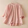 Summer Cotton Linen Literary Artistic Loose Standing Piano Pleated Shirt Top Female