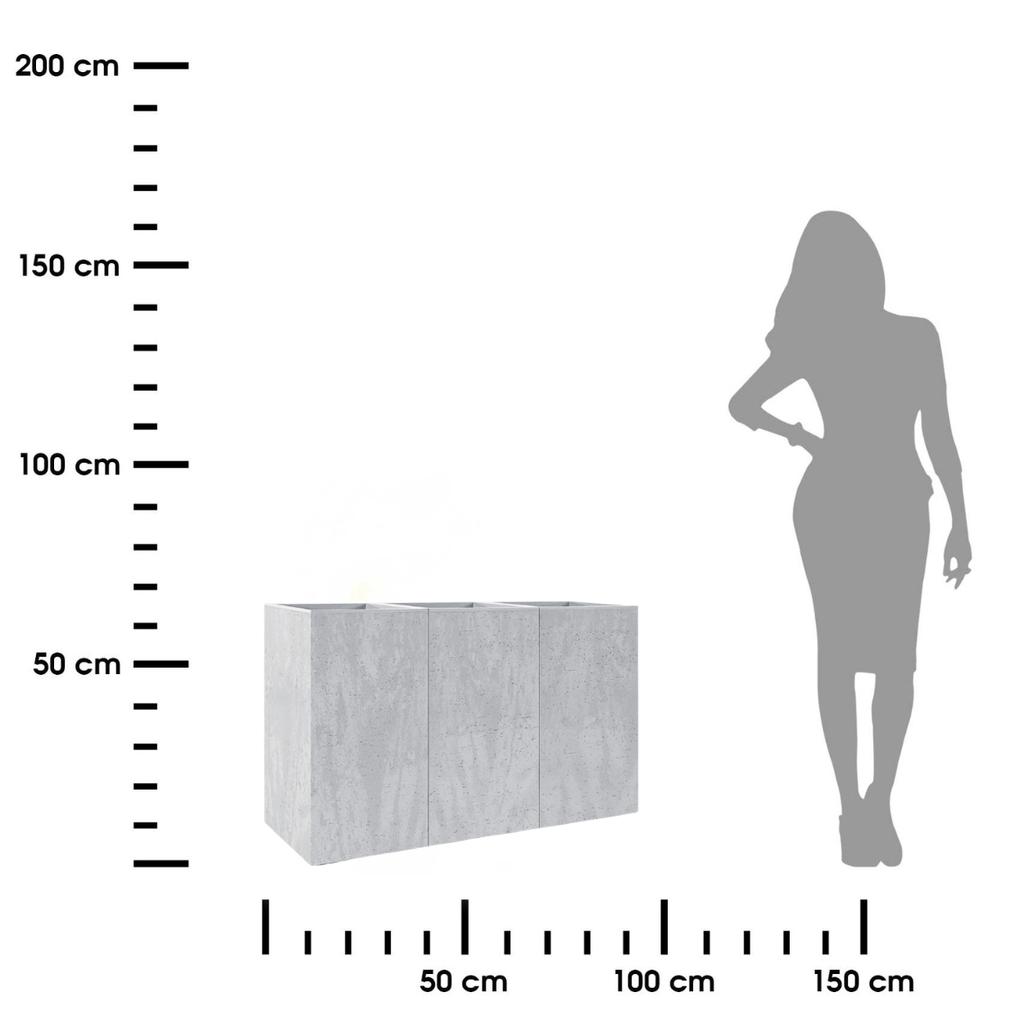 Beton Pflanzkübel auf Rädern Grauer Beton 90X30Xh60 Cm