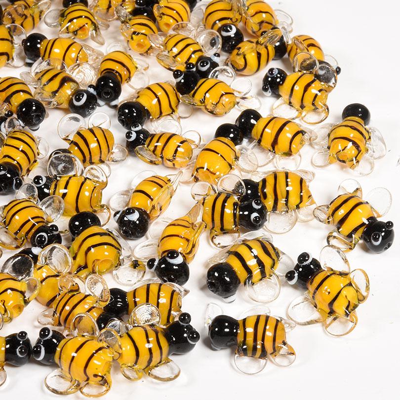 5 Stück Gelbe Süße Bienen Anhänger Perlen Für Schmuckherstellung Zubehör Glasmaterialien Tier Spacer/Lose Perle DIY Armbänder Zubehör