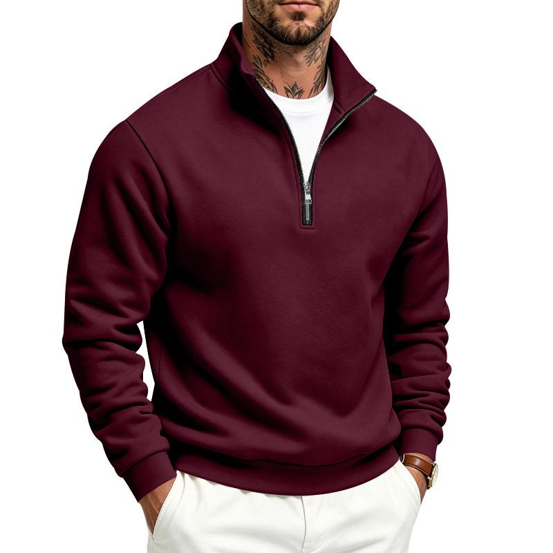 Men's Fleece Half Zip Sweatshirt Stand Collar Relaxed Fit Outdoor Casual Pullover