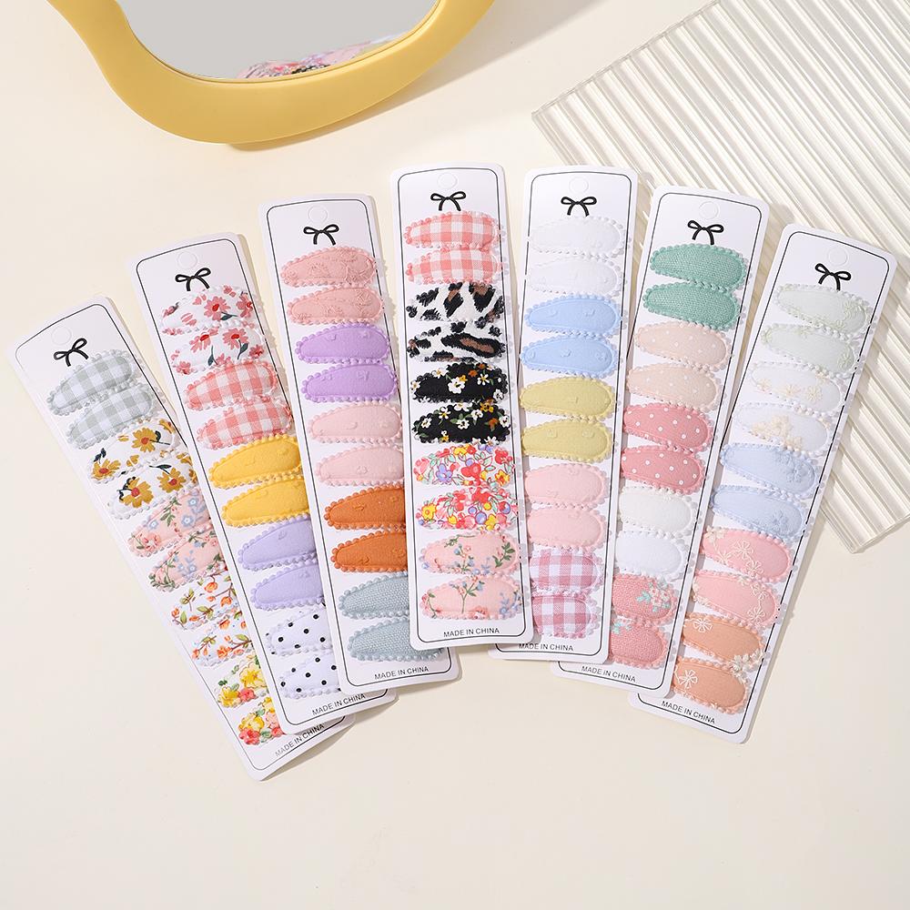 10/20 Pezzi Cotone Stampa Fermaglio per Capelli Forcina per Ragazza Tessuto Plaid Mini Mollette BB Copricapo Accessori per Capelli da Bambina Regalo di Capodanno