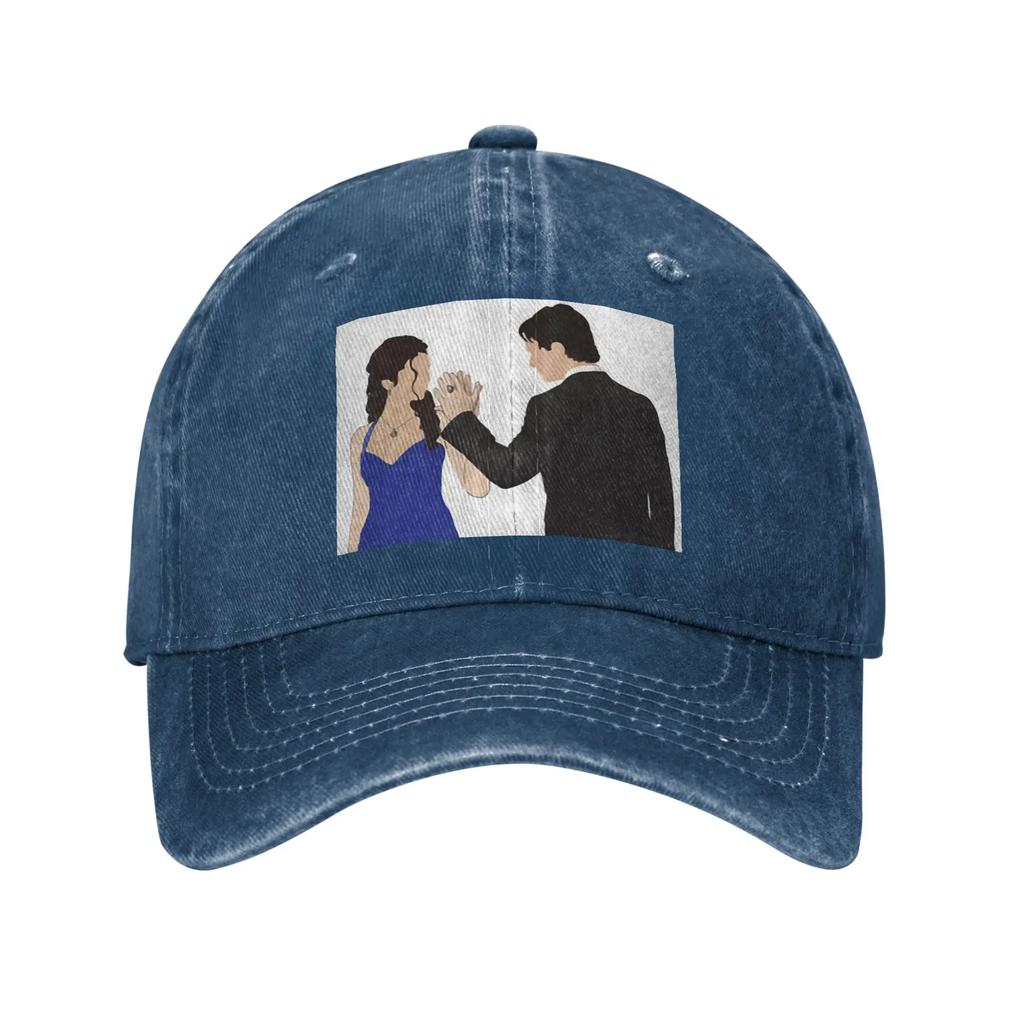 The Vampire Diaries Damon Salvatore And Elena Denim Fabric Cap Casual Baseball Caps Adjustable Hat Summer Unisex Baseball Hats