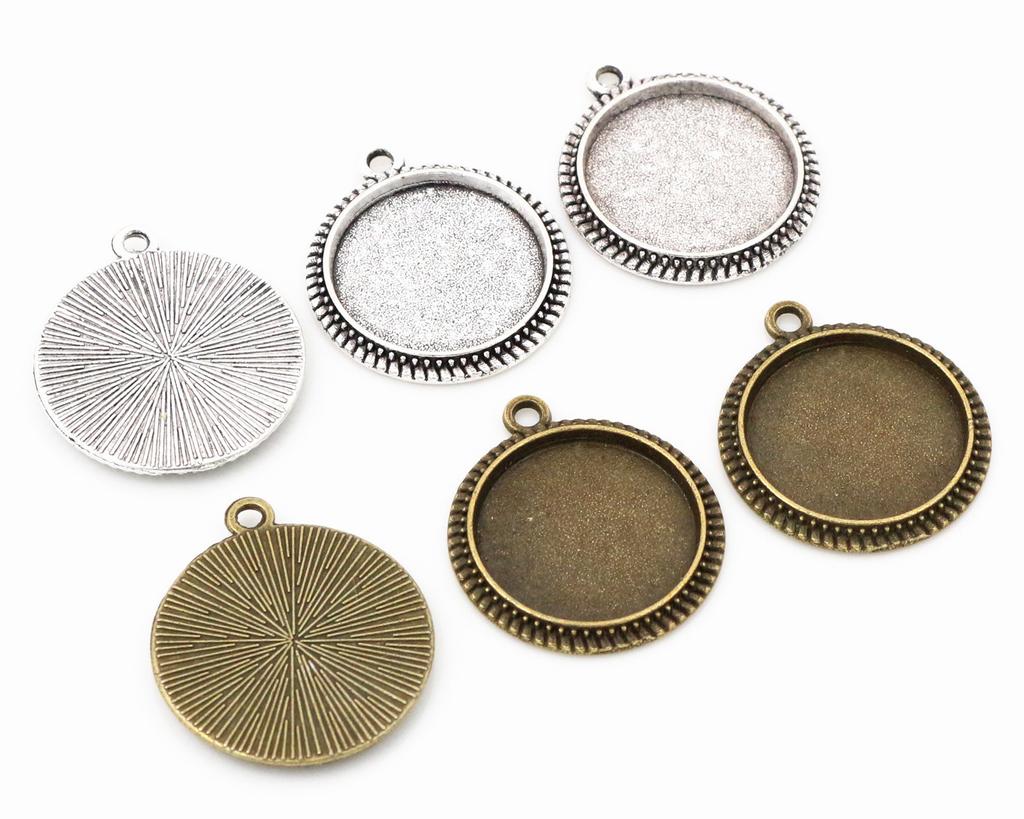 20 Stück 16mm Innenmaß Einfache Anhänger Cabochon Leere Basis Fassung Lünette Tablett DIY Schmuckherstellung Zubehör Komponenten