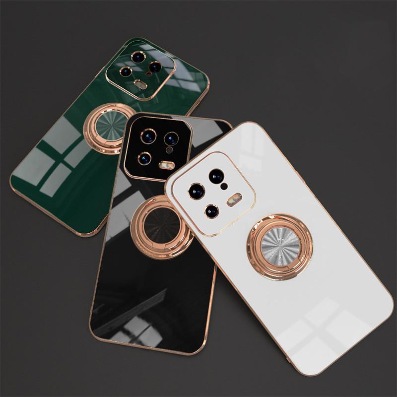 Magnetická adsorpce do auta 6D pokovování TPU pouzdro s kroužkem pro Xiaomi 14T 14 13 13T 13x 12T 12 12S 12X Pro Lite Zadní stojánek Kryt nárazníku Potector