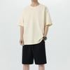 Men's Trendy Cotton Summer Two-Piece Set: Round Neck T-shirt & Casual Shorts