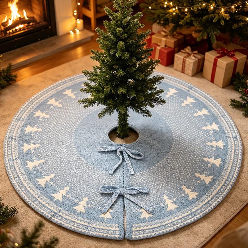 Christmas Tree Skirt Wool Knit Ornament Ins Style Home Decoration Xmas Gift