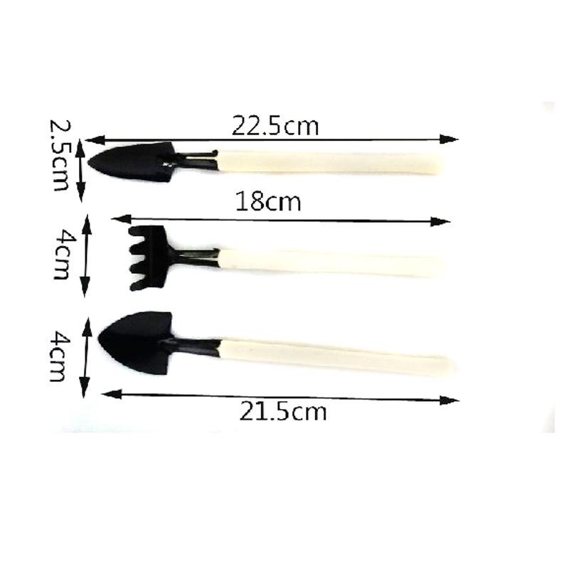 Mini Garden Tool Set: Reinforced Wooden Handle Shovel, Rake, & Spade for Planting
