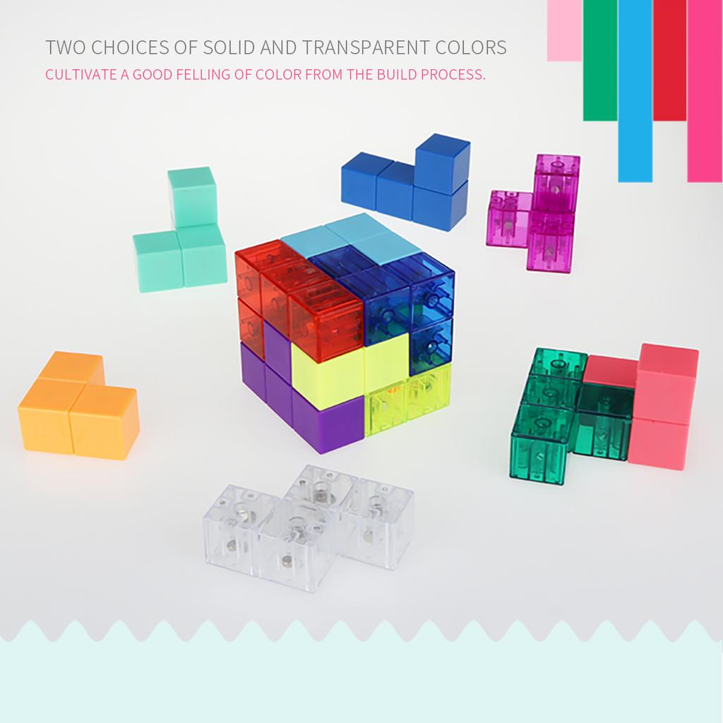 YJ DIY Plastic Magnetic Building Blocks Educational Toys For Children Transparent & Macaron Colors 7PCS Children Toy Gift