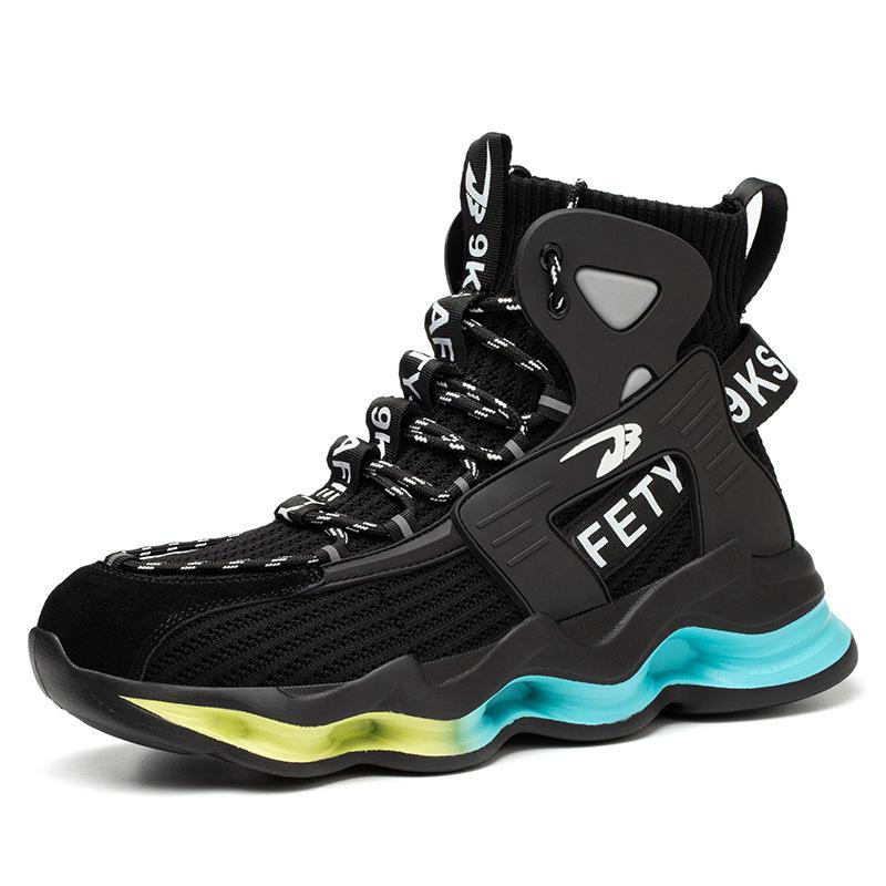 Men's Lightweight High-Top Safety Shoes - Summer Ankle Protection, Anti-Smash, Anti-Puncture for Construction.