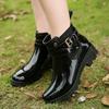 Comemore New Boots Women Short Boots Rain Shoes Non -Slip Galoshes Elastic Band Insulated Water Shoes Ankle Boots  Pvc Black