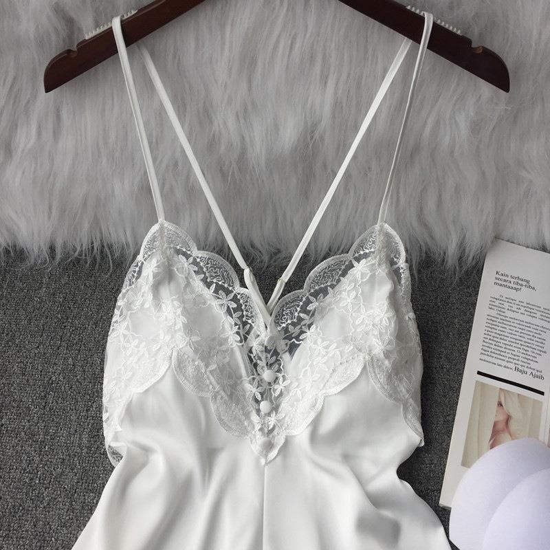 Pajamas Sexy Women's Ice Silk Suspender Shorts Two-piece Private Room Temptation White with Chest Pad Backless Summer Loungewear