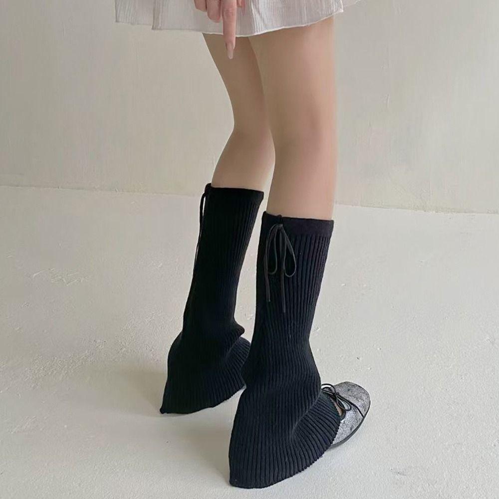 Solid Color Leg Covers Warm Knitted Socks Fashion Foot Cover