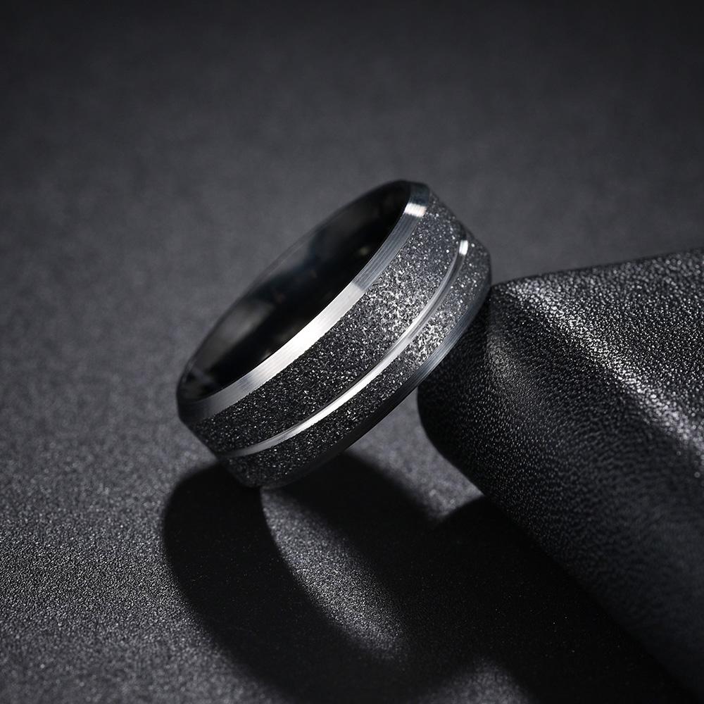 New Fashion Titanium Steel Ring High Quality Black Wedding Engagement Frosted Rings for Men Women