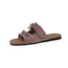 2025 Summer New Fashion Bow Women's Slippers Outdoor Retro Beach Casual Flat Shoes Lightweight Comfortable One Word Slippers