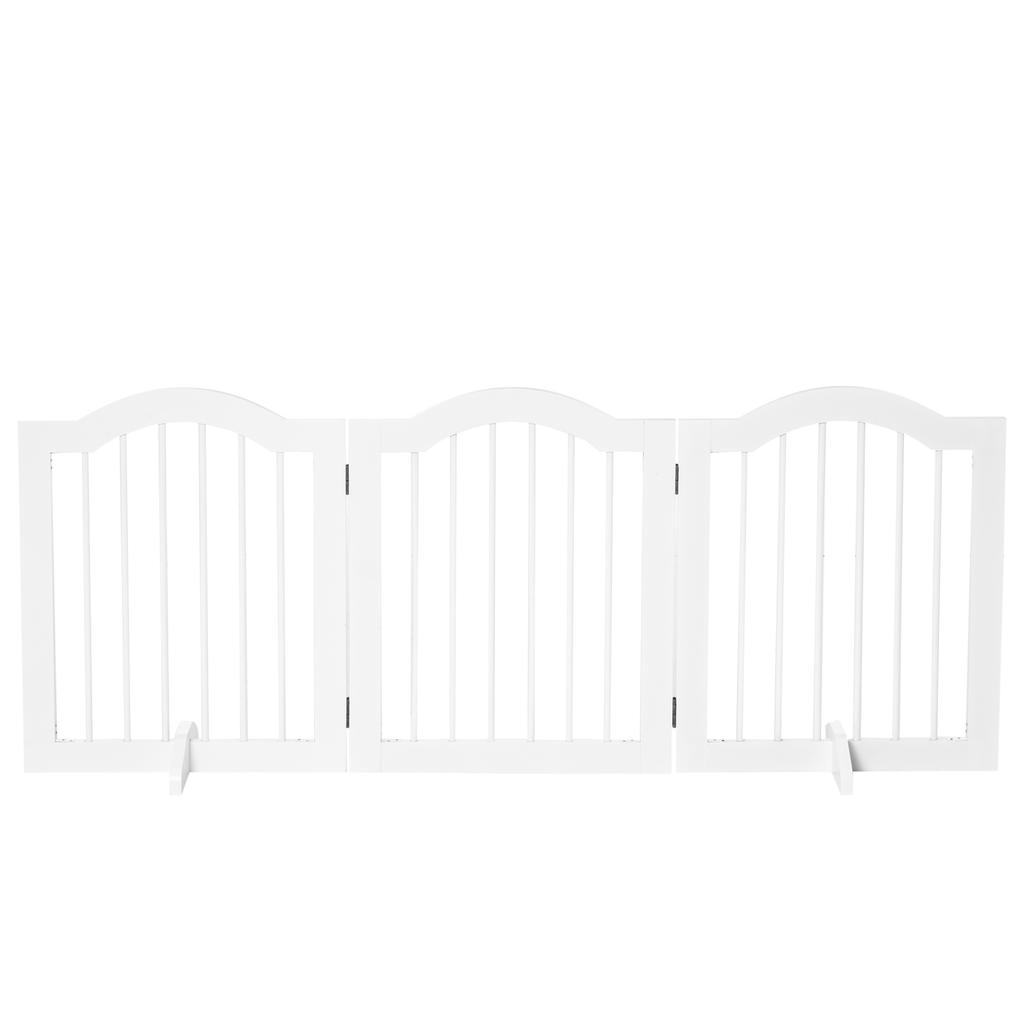 3-Section Folding Wooden Dog Gate, 154.5x29.5x61cm, White