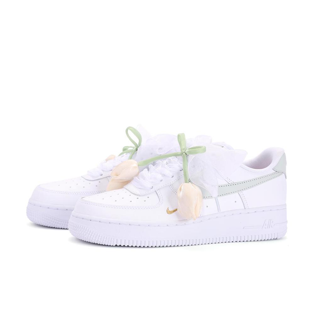Nike Air Force 1 Coverage Slip Resistant Abrasion Resistant Low Top Skateboard Shoes Women's White Green CZ0270-106(Team59-SBOX)