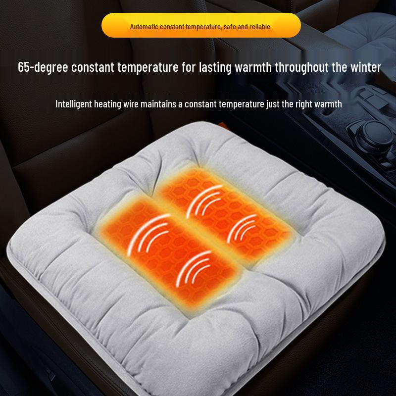 Plush Heated Car Seat Cushion - Winter Warm Fleece-Lined Thickened Cushion