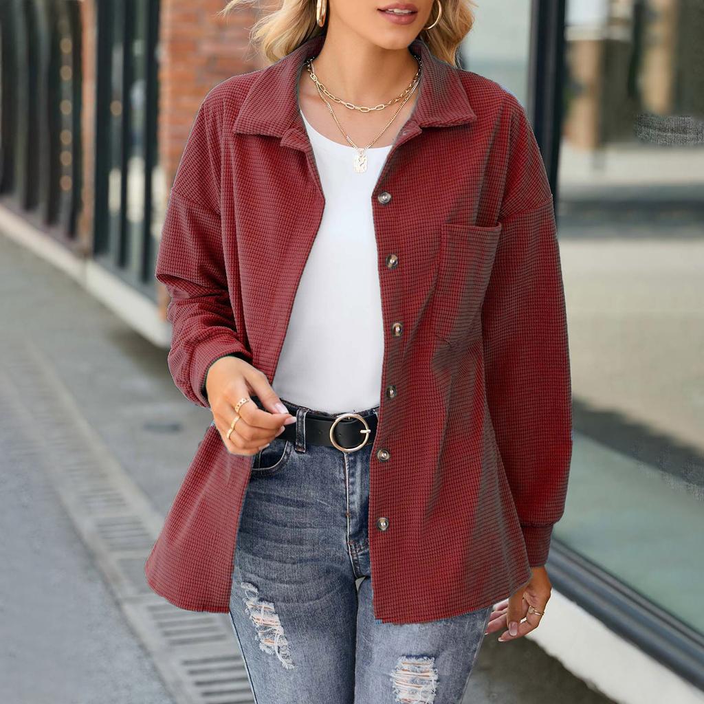 Women's Fashion Casual Loose Button Long Sleeve Cardigan Jacket