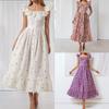 2026 Spring European American Style Women's Fashion Casual Printed Patchwork Ruffled Hem Dress