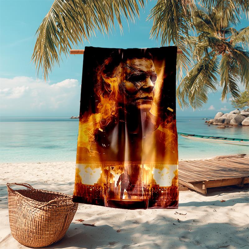 proof beach towel with The Revenge of Michael Myers pattern - soft,absorbent,quick-drying,machine washable - perfect for swimming,camping,bathing