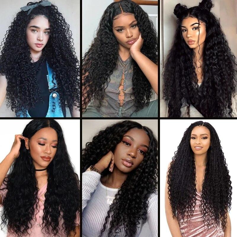 Synthetic Wigs Curly Wigs for Black Women Long Deep Wave Wigs Hair Heat Resistant Half HTied Cosplaly Wigs Party