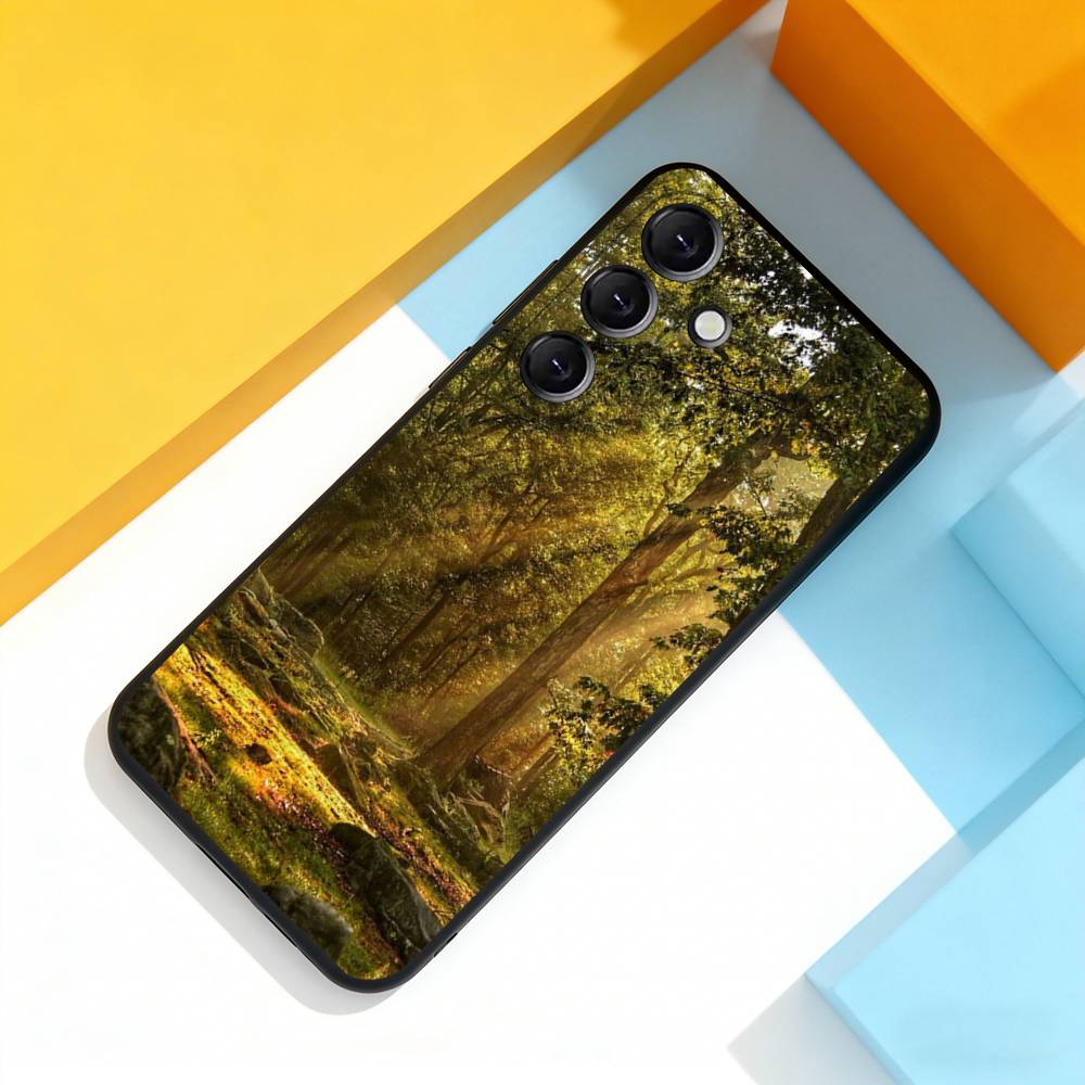 Waldkunst Landschaft Für Samsung Galaxy A 22,71,53,52,51,72,73,5G,Note,J7,8,9 Handyhülle Weiche Schwarze Abdeckung