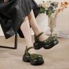 Mary Jane Round Toe Thick Soled Sandals Genuine Leather Comfortable Women's Shoes