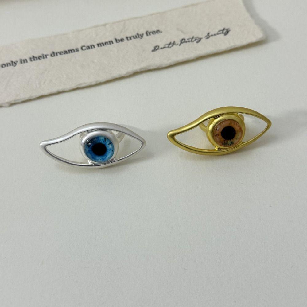 Hollow Blue Eye Finger Buckle Korean Style Gothic Rings Cute Demon Eye Rings  Women
