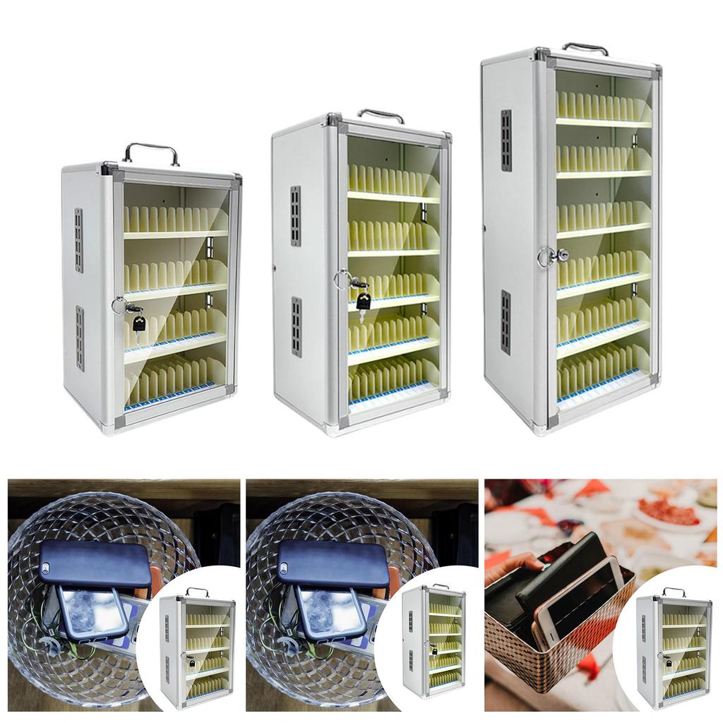 Phone Storage Cabinet Aluminum Alloy Lockable Locker for Repair Stores 48 Slots